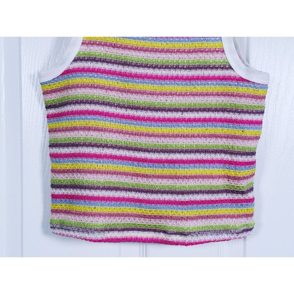 BDG Urban Outfitters Y2K Rainbow Striped Knit Crop Top Medium 90s Retro Dopamine - Picture 6 of 9